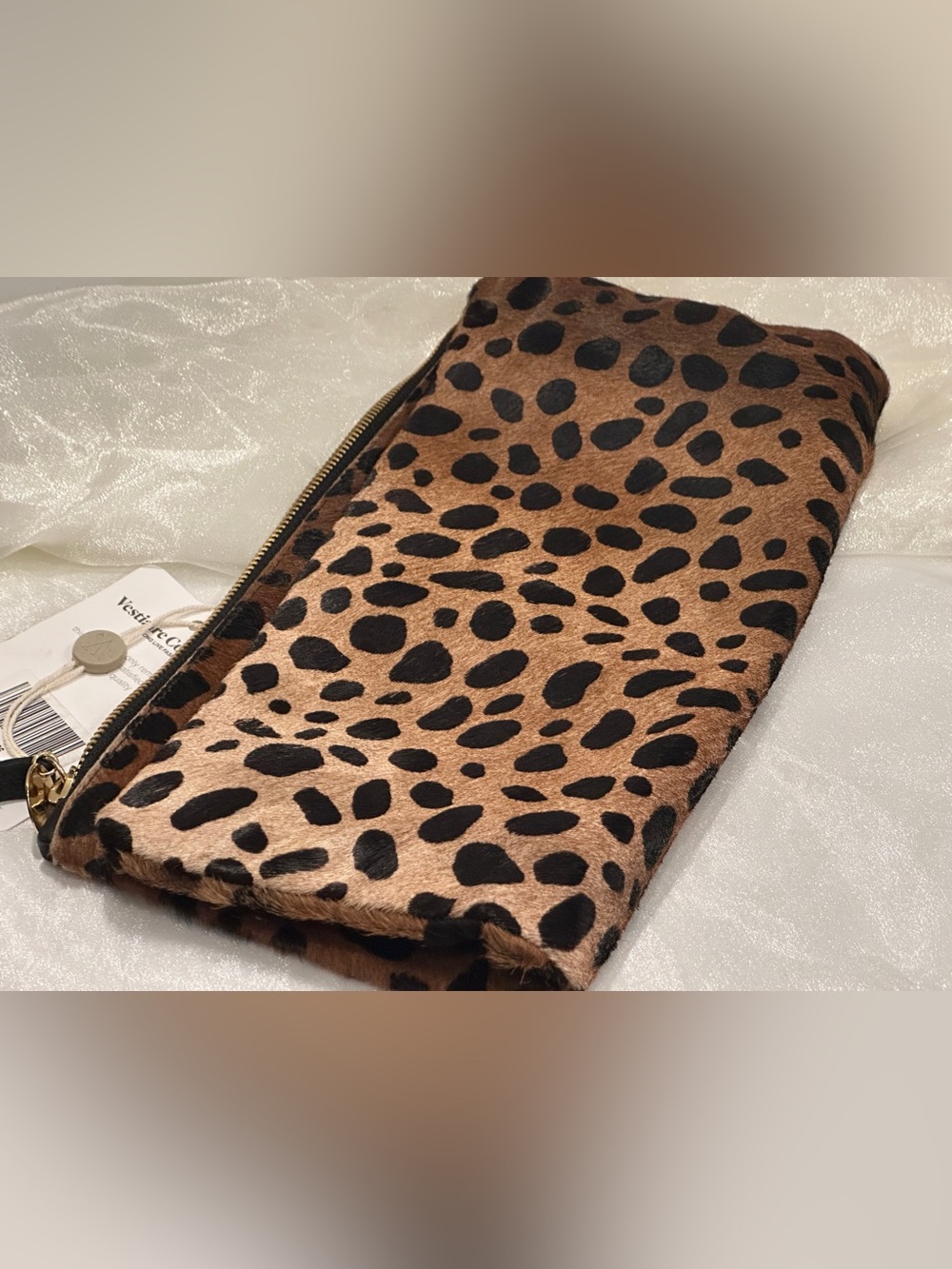 Clare V. Leopard Foldover Clutch Calf Hair Made in USA NWT - Picture 11 of 16